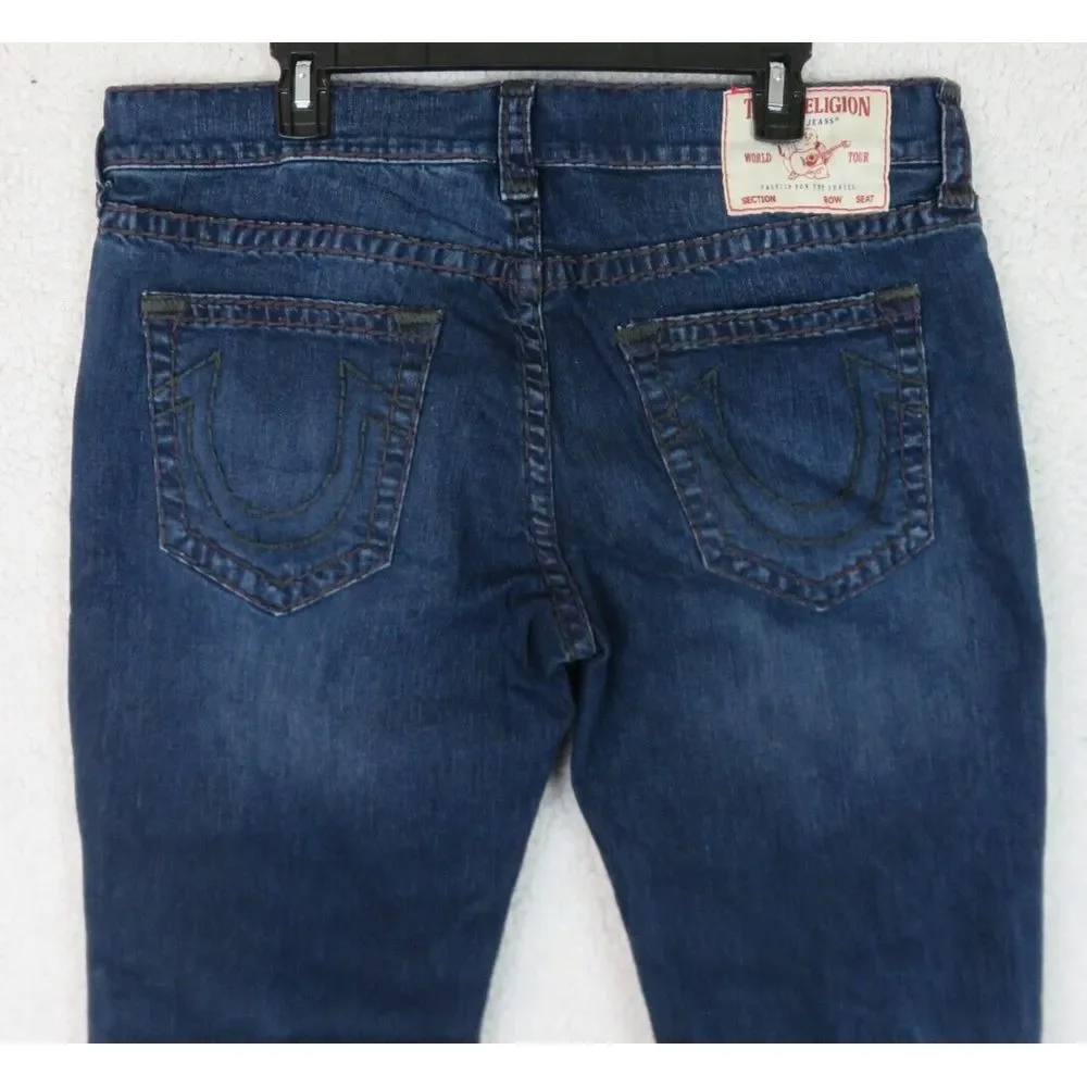 Mens True Religion Jeans Size 36x34 Cotton USA Ricky‎ Relaxed Straight Leg Blue